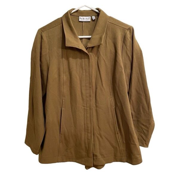 Habitat Clothes to Live In Jacket Women S Lagenlook Coyote Brown Hidden Placket - Picture 1 of 6